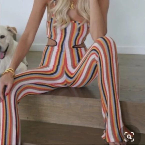 NWT Zara striped cut out knit jumpsuit Size M - Picture 6 of 10